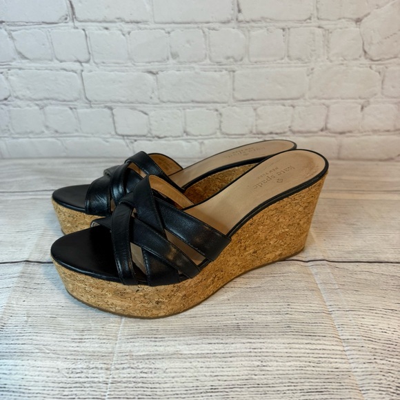kate spade Shoes - Kate Spade Black and Tan Wedge Sandals